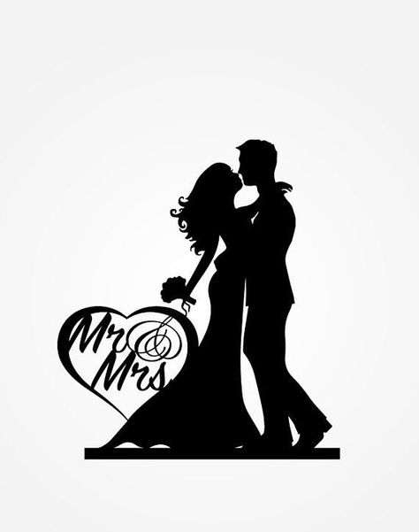 Wedding Silhouette Couple, Couple Illustration Wedding, Wedding Cake Topper Silhouette, Bob Marley Art, Silhouette Pictures, Cricut Wedding, Couple Silhouette, Beautiful Abstract Art, Diy Cake Topper