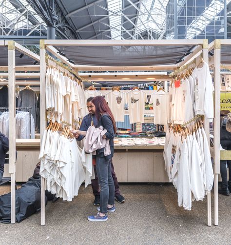 Spitalfields Market, Market Stands, Camden Markets, Foster Partners, Public Market, Material Palette, Timber Framing, Architecture Exterior, Hanging Rail