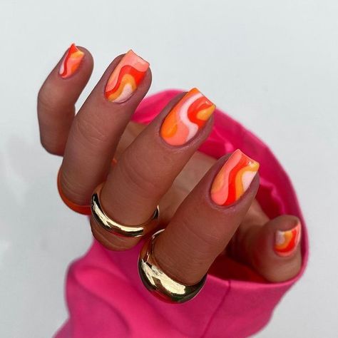 Nail Thang, Nails Girly, Short Acrylic Nails Designs, Trendy Nail Design, Orange And Pink, Minimalist Nails, Dream Nails, Fire Nails, Funky Nails