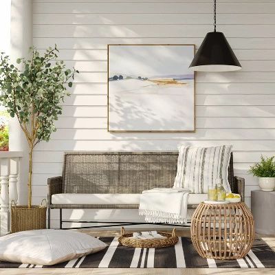 Beautiful patio decorating ideas from the new Studio McGee collection at Target - porch decor - patio decor - front porch ideas Studio Mcgee Outdoor, Mcgee Outdoor, Mcgee Target, Patio Accent Table, Rattan Ottoman, Cali Vibes, Studio Mcgee Target, Sofa Gray, Patio Ottoman