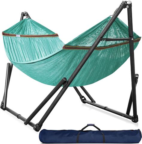 Tranquillo Double Hammock with Stand Included for 2 Persons/Foldable Hammock Stand 600 lbs Capacity Portable Case - Inhouse, Outdoor, Camping Double Hammock With Stand, Hammock Netting, Hammock With Stand, Portable Hammock, Spreader Bar, Camping Hammock, Double Hammock, Hammock Stand, Hammock Camping