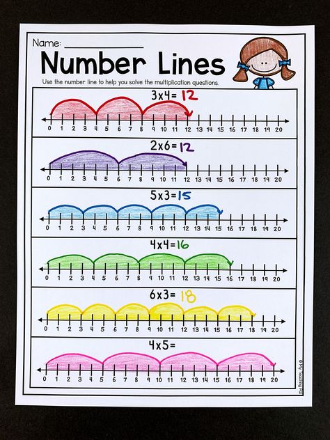 Number Line Multiplication, Number Line Worksheet, Multiplication Questions, Lines Worksheet, Line Math, 20 Number, Teaching Multiplication, Number Lines, 2nd Grade Math Worksheets