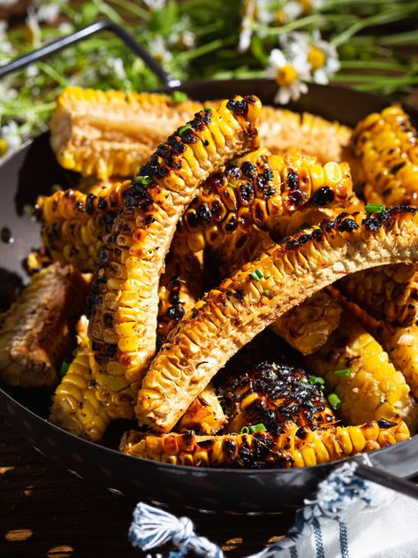 Honey-Garlic Corn Ribs | Recipes Garlic Corn, Honey Corn, Corn Ribs, Ribs Recipes, Easy Diets, Crushed Garlic, Honey Garlic, Rib Recipes, Vegetarian Options