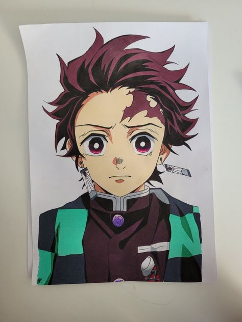 Tanjiro Kamado × Demon Slayer Sketch Of Tanjiro, Demons Layer Sketch, Tanjiro Kamado Painting, Drawing Of Tanjiro, Demon Slayer Art Easy, Tanjiro Hinokami Kagura Drawing, Tanjiro Canvas Painting, Demon Slayer Cute Drawing, Tanjiro Portrait