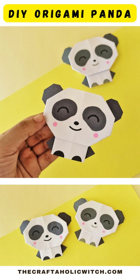 Explore the art of paper folding and create your very own origami panda with our easy-to-follow instructions and accompanying video tutorial. Origami Panda, Teen Craft Ideas, Origami Dove, How To Do Origami, Origami Easy Step By Step, Basic Origami, Panda Craft, Easy Origami For Kids, Bookmark Diy