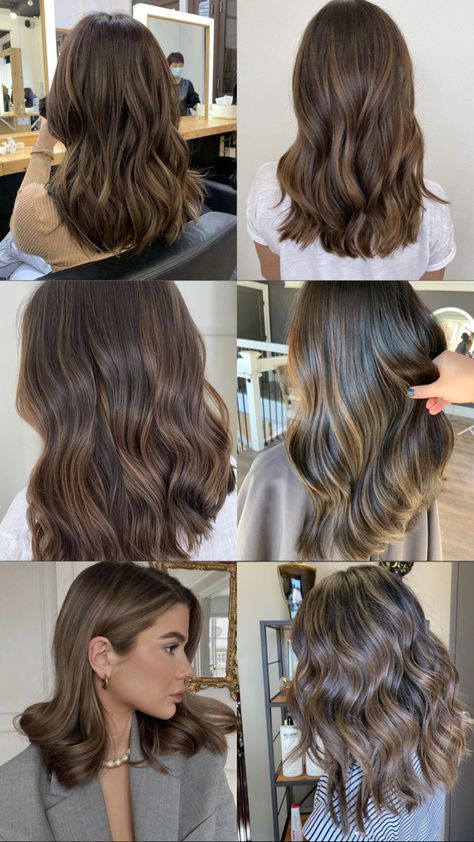 Fall Babylights For Brown Hair, Soft Brown Balayage Subtle Highlights, Low Light For Brown Hair, Brown With Minimal Highlights, Candlelight Brunette, Honey Babylights On Brown Hair, Black To Brown Hair Before And After, Light Brown Dimensional Hair, Soft Brown Hair Balayage