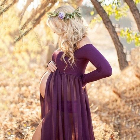 Maternity Women Photography Props Cotton Maternity Maxi Gown Maternity Dress Pregnancy Cartoon, Spring Maternity Shoot, Fall Maternity Shoot, Dress For Pregnant Women, Maternity Photography Props, Women Nature, Long Sleeve Maternity Dress, Spring Maternity, Dresses For Pregnant Women