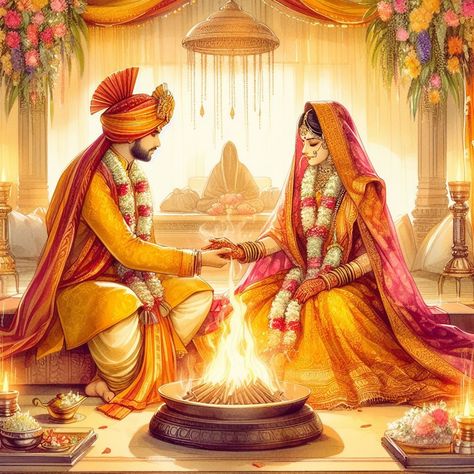 Animated Bride And Groom Indian, Indian Bride And Groom Illustration, Bride And Groom Illustration, Marriage Pics, Hindu Marriage, Bridal Illustration, Couple Illustration Wedding, Wedding Couple Cartoon, Wedding Card Design Indian