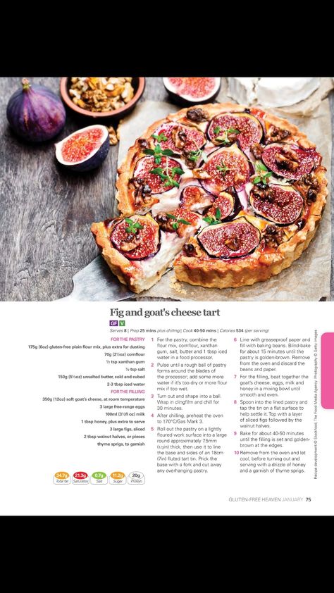 Fig And Goats Cheese Tart, Fig Tart Recipe, Fig Recipes Fresh, Goats Cheese Tart, Vegetarian Main Meals, Goat Cheese Quiche, Fig Tart, Goat Cheese Tart, Cheese Tart