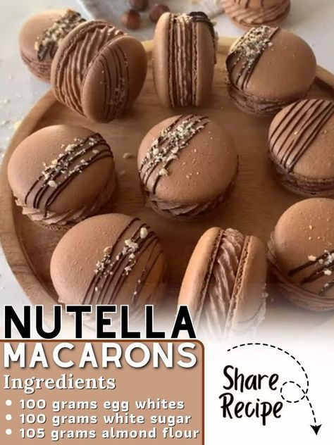 Nonna Pia | 🍫 Nutella Macarons 🌰 | Facebook Nonna Pia, Nutella Macarons, Chocolate Macaron, No Sugar Foods, Egg Whites, Macaroons, Almond Flour, Macarons, Nutella