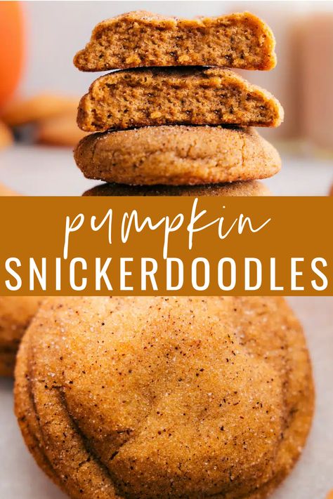 These Pumpkin Snickerdoodles blend fall spices and canned pumpkin, resulting in buttery cookies with soft interiors, crisp edges, and a pumpkin-spiced sugar crust. #dessert #best #quick #easy #simple #treat #pumpkincookies #cookies #pumpkin #snickerdoodles #pumpkinsnickerdoodles Fall Cookie Recipes Pumpkin Spice, Jumbo Pumpkin Cookies, Pumpkin Snickerdoodles Cookies, Pumpkin Seed Cookies, Pumpkin Snickerdoodle Cookies, Cookies Pumpkin, Pumpkin Snickerdoodles, Pumpkin Delight, Pumpkin Sugar Cookies