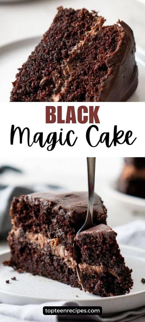 Black Magic Cake - Top Recipes Magic Cake Recipe, Best Chocolate Cake Ever, Magic Cake Recipes, Hershey Recipes, Black Magic Cake, Super Moist Chocolate Cake, Chocolate Cake From Scratch, Cake From Scratch, Baking Cocoa