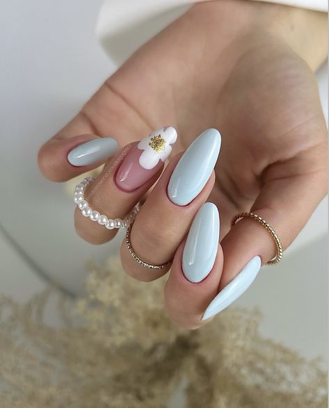 Ready to welcome the beauty of spring onto your fingertips? Dive into our collection of 30+ stunning spring nail design ideas that will inspire your next manicure. From vibrant florals to soft pastels, these designs capture the freshness and vibrancy of the season with creativity and style. Blue Easter Nails, Basic Baddie Nails, Mom Nails, Light Blue Nail Designs, Sky Blue Nails, Stone Nail Art, Long Almond, Light Blue Nails, Baby Blue Nails