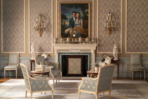 Natalie Papageorgiadis dresses lavish sets for Bridgerton's latest season Living Room Victorian, Lancaster House, Wilton House, Russian Interiors, Regency Era Fashion, Set Designs, Castle House, House Room, Lounge Room