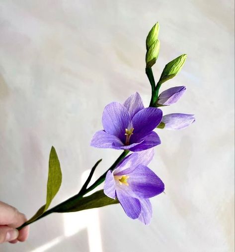 Purple Freesia, Violet Flower Tattoos, Freesia Flower, Crepe Flowers, Flor Tattoo, Freesia Flowers, Life Drawing Reference, Artificial Plants And Trees, How To Make Paper Flowers