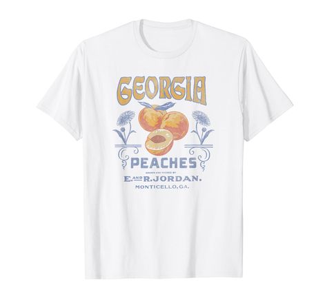 PRICES MAY VARY. Trendy Graphic Apparel 20VLIN03317A-001 Lightweight, Classic fit, Double-needle sleeve and bottom hem Georgia Peaches, Peach Shirt, Inspirational Tshirts, Graphic Apparel, Trendy Tee, Vintage Poster, Vintage Graphics, Peaches, Vintage Tshirts