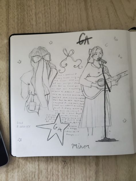 Gracie Abrams Inspired Drawing, Taylor Swift Inspired Drawings Easy, Gracie Abrams Fan Art, Gracie Abrams Doodles, Gracie Abrams Sketch, Gracie Abrams Drawing, Gracie Abrams Journal, Gracie Abrams Art, Singing Drawing