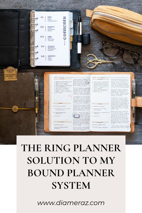 A ring planner is the missing piece to my bound planner system. Find out how I'm using it! A5 Ring Binder Planner, Rings Planner Setup, A5 6 Ring Planner, Ring Bound Planner, Daily Planner Pages Ideas, Minimal Planner Layout, A6 Rings Planner, Moterm Planner Setup, 6 Ring Planner