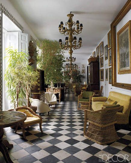 Modern Farmhouse Sunroom, Checkered Flooring, Checkerboard Floor, Sunroom Decorating, Sunroom Designs, British Colonial Style, White Floors, Interior Modern, Colonial Style