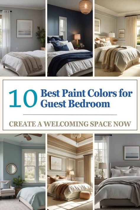 Looking to create a warm and inviting guest bedroom? Explore the 10 best paint colors that will transform your guest bedroom into a welcoming retreat. Visit our blog to see these beautiful shades and get tips on how to make your guests feel at home. Save this pin for your next decorating project! Colors For Guest Bedroom, Paint Colors For Guest Bedroom, Guest Room Paint Color Ideas, Guest Bedroom Paint Ideas, Guest Bedroom Paint Colors, Choosing Bedroom Colors, Guest Bedroom Colors, Guest Room Paint, Small Bedroom Colours