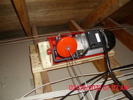 Firewood Elevator, Attic Elevator, Garage Attic Lift, Garage Hoist, Attic Lift, Garage Build, Modern Glam Living Room, Attic Ideas, Garage Attic