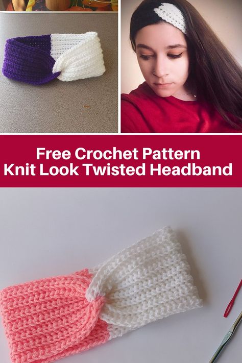 X-Twist Crochet headband, Crochet Ribbed Headband, Knit Look Crochet Earwarmer Ponytail Headband Crochet Pattern, Twisted Headband Pattern Free, Crochet Twisted Headband Pattern, Crochet Headband Free Pattern, Twisted Headband Pattern, Headband Pattern Free, Crochet Twisted Headband, Cute And Easy Crochet, Crochet Headband Free