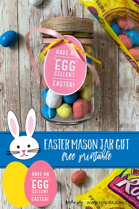 Printable Happy Easter Tag for Mason Jar! #masonjar #happyeastertag Easter Tags Free Printable, Pta Gifts, Easter Gift For Adults, Mason Jar Gift, Easter Mason Jars, Easter Tag, Easter Gift Tag, Easter Printables Free, Easter Tags