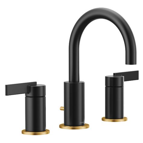 Cia Matte black two-handle bathroom faucet -- T6222BL -- Moen Moen Cia, Bathtub Spouts, Smart Faucet, Shower Tub Combination, Shower Rods, Luxurious Showers, Plumbing Bathroom, Sump Pump, Widespread Bathroom Faucet