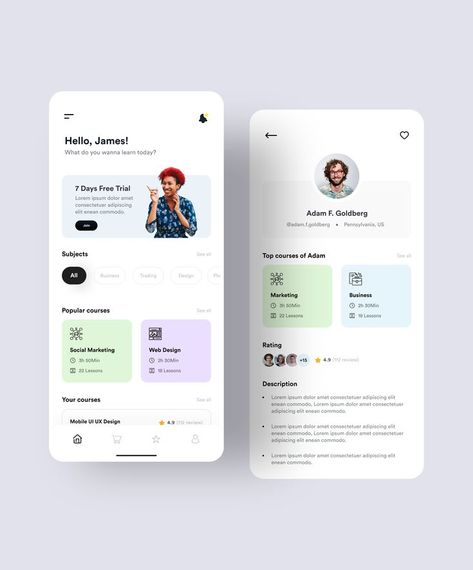 Ux Design Inspiration Mobile, See More Ui, School App Design, Web App Design User Interface, Education App Ui Design, Learning App Ui Design, Education App Design, App Design Ideas, App Ui Design Inspiration