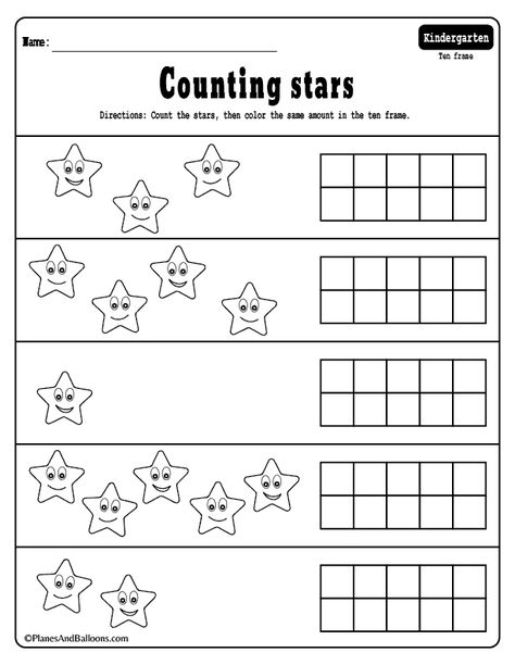 Free ten frame worksheets for kindergarten or preschool. These ar super fun and perfect for ten frame worksheets morning work or homework to hand out. #tenframes #kindergartenmath #freeworksheets #countingstars #countingto10 Ten Frames Kindergarten, Math Kindergarten, Worksheets For Kindergarten, Ten Frames, Math Fractions, Ten Frame, Early Math, Education Motivation, Education Quotes For Teachers