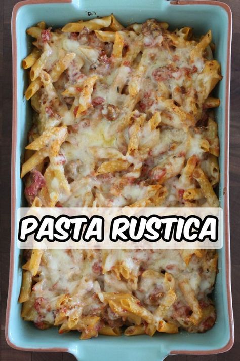 casserole dish of baked pasta Pasta Rustica, Easy Baked Pasta, Recipe For Pasta, Baked Pasta Dishes, Baked Pasta, Sweet Italian Sausage, Comfort Food Recipes Dinners, Pasta Lover, Best Comfort Food