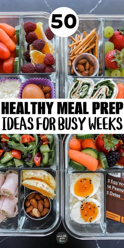 50 Easy Lunch Meal Prep Ideas for the Week - Whole Lotta Yum Easy Lunch Meal Prep, Burrito Bowl Meal Prep, Lunches For The Week, Whole Lotta Yum, Lunch Meal Prep Ideas, Easy Meal Prep Lunches, Meal Prep Lunches, Lunch Planning, Quick Healthy Lunch