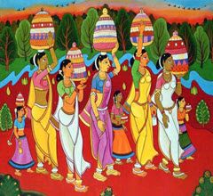 Bathukamma Images Bathukamma Images, Telangana Culture, Women With Flowers, Festival Paint, Gond Painting, Contemporary Folk Art, Landscape Painting Tutorial, Coaster Art, Scene Drawing