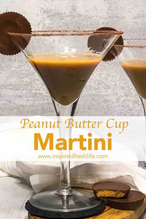 Are you a peanut butter and chocolate fan? Then this Peanut Butter Cup Martini is made for you! It’s a sweet treat that tastes like a drinkable dessert. #dessertmartini #peanutbuttercup #martini #inspiredfreshlife Peanut Butter Vodka Drinks, Peanut Butter Cup Martini Recipe, Peanut Butter Cup Martini, Dessert Martini, Liquid Therapy, Unique Cocktail Recipes, Yummy Cocktails, Whiskey Recipes, Mix Drinks