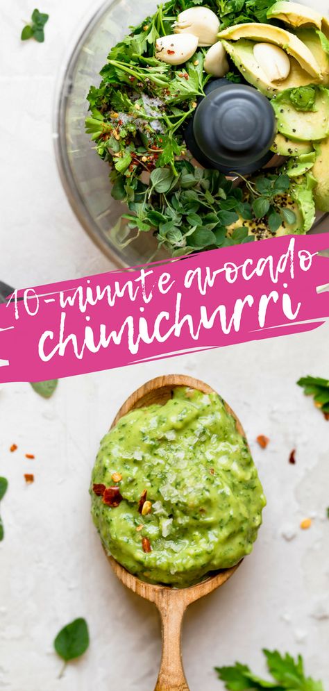 Avocado Chimichurri, Chimichurri Sauce Recipe, Cilantro Parsley, Chimichurri Recipe, Grilled Meats, Summer Veggies, Chimichurri Sauce, Paleo Lunch, Fun Salads