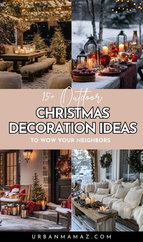 Over The Top Christmas Decor, Christmas Outdoor Decor Ideas, Winter Table Centerpieces, Elegant Mantel, Christmas Outdoor Decor, Outdoor Decor Ideas, Outdoor Christmas Decoration Ideas, Christmas Decoration Ideas, Winter Table