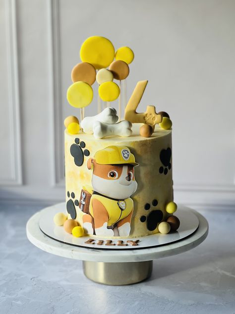 Rubble Paw Patrol Birthday, Rubble Paw Patrol Cake, Pastel Paw Patrol, Rubble Paw Patrol, Marshall Paw Patrol, Chase Paw Patrol, Paw Patrol Cake, Paw Patrol Birthday Party, Paw Patrol Party