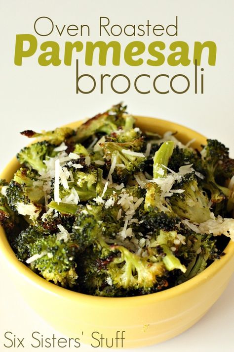 oven roasted parmesan broccoli Roasted Parmesan Broccoli, Oven Roasted Broccoli, Parmesan Broccoli, Six Sisters Stuff, Six Sisters, Roasted Broccoli, Think Food, Vegetable Sides, Side Recipes