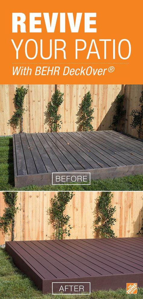 Revive your deck with a thorough cleaning and a new finish. We can show you how to accomplish that in just a weekend (with no sanding!) using BEHR All-in-One Wood Cleaners and DeckOver®. Click through for the how-to to see just how easy it is. Behr Deckover, Landscape Design Backyard, Bed Layout, Diy Garden Landscaping, Deck Restoration, Garden Bed Layout, Deck Sign, Design Backyard, Deck Decor