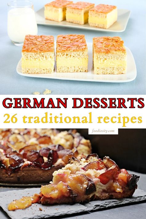 Austrian Dessert Recipes, German Deserts Originals, German Deserts Easy, European Baking Recipes, German Sweets Recipes, Eastern European Desserts, German Easter Recipes, German Winter Food, German Kuchen Recipes