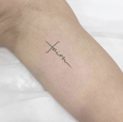 Faith Cross Tattoos, Minimalist Christian Tattoo, Christian Tattoo Ideas, Small Cross Tattoos, Bible Tattoos, Christian Tattoo, Cross Tattoos For Women, Hamsa Tattoo, Faith Tattoo