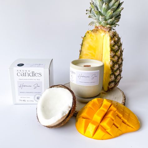 🥭🥥🍍Our Mango Pineapple Coconut candle smells absolutely amazing! It’s the perfect scent for Spring and Summer scent. ✨✨Pre-Order yours today at akukushop.com That That, Candle Shoot, Candle Photography Ideas, Candle Photoshoot, Pineapple Candle, Candle Photography, Pineapple Candles, Mango Pineapple, Coconut Candle