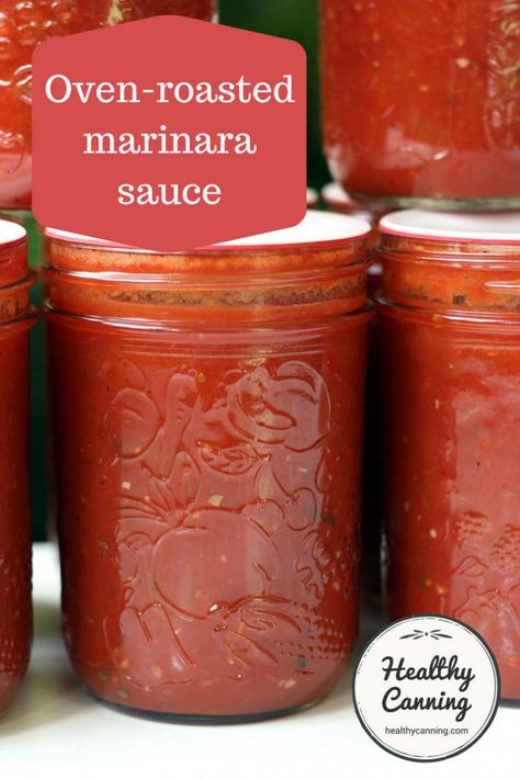 Roasted Marinara Sauce, Canning Marinara Sauce, Healthy Canning, Marina Sauce, Canning Tomatoes Recipes, Tomatoes Recipes, Preserving Recipes, Food Preserving, Marinara Sauce Recipe