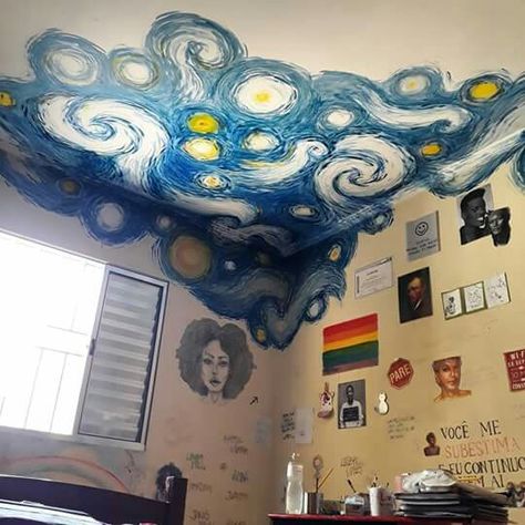 فنسنت فان جوخ, Arte Van Gogh, Room Deco, Room Design Bedroom, Dream Room Inspiration, Room Makeover Inspiration, Mural Wall Art, Cute Room Decor, Room Ideas Bedroom