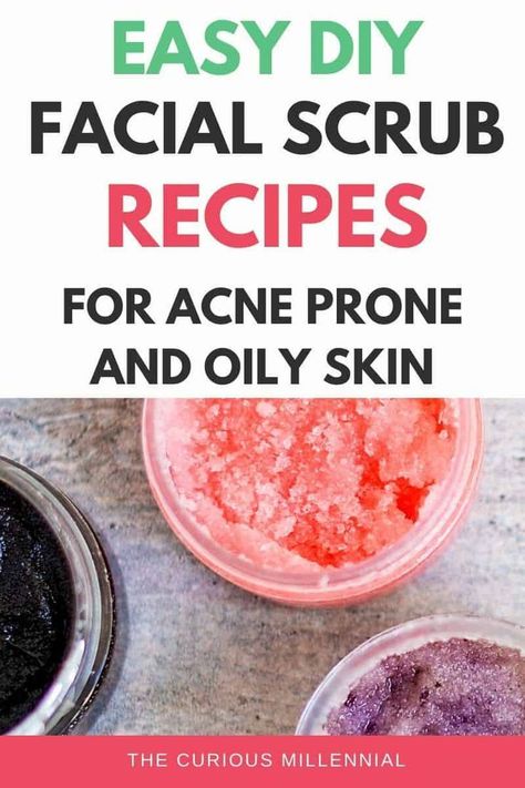 Looking for ways to exfoliate face naturally? Try these simple diy face scrubs for acne prone skin. These natural face scrubs will help get rid of all the oil from your face and give a healthy glow. These homemade exfoliating face scrubs also do not cost anything heavy on your pocket, and are way cheaper than their drugstore alternatives. Do give these homemade acne scrubs a chance! #oilyskincareroutine #DIY #DIYSkinCare #DIYBeauty #facialscrub Diy Face Scrubs, Face Recipes, Facial Scrub Recipe, Diy Facial Scrub, Acne Scrub, Diy Scrubs, Natural Face Scrub, Oily Acne Prone Skin, Face Scrubs