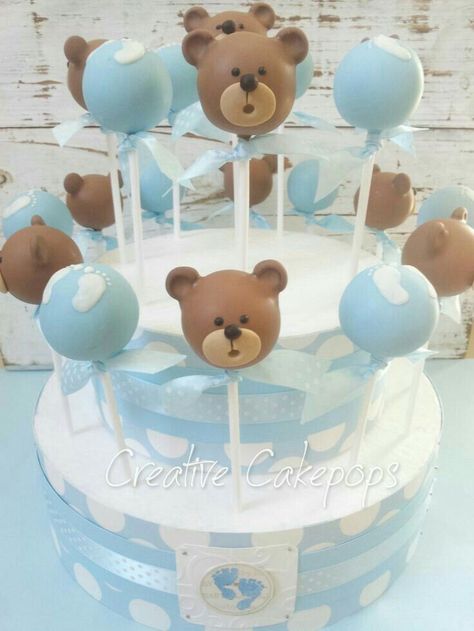 teddy bear cakepops Bear Popcake, Baby Cake Pops, Cupcakes For Boys, Teddy Bear Party, Pop Baby Showers, Baby Shower Cake Pops, Teddy Bear Cakes, Bear Cake, Teddy Bear Baby Shower