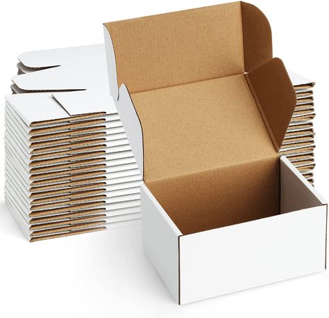 Amazon.com: Poever Shipping Boxes 6x4x3 inches Small Mailing Boxes 25 Pack White Cardboard Corrugated Box Mailers : Office Products Corrugated Box Design, White Box Packaging, Mailer Box Design, Meal Box, Cardboard Storage, Corrugated Carton, Food Boxes, Paper Food, Heels Wedding