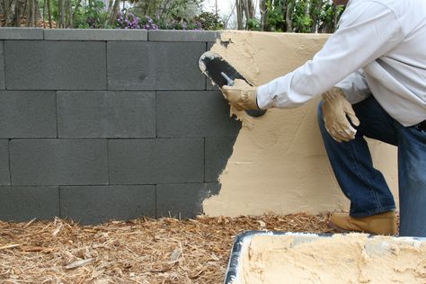 You don’t need mortar to build a wall, as long as you have @quikrete. Concrete Block Walls, Spanish Bungalow, Cinder Block Walls, Cement Blocks, Build A Wall, Pressure Treated Wood, Cinder Block, Block Wall, Concrete Blocks