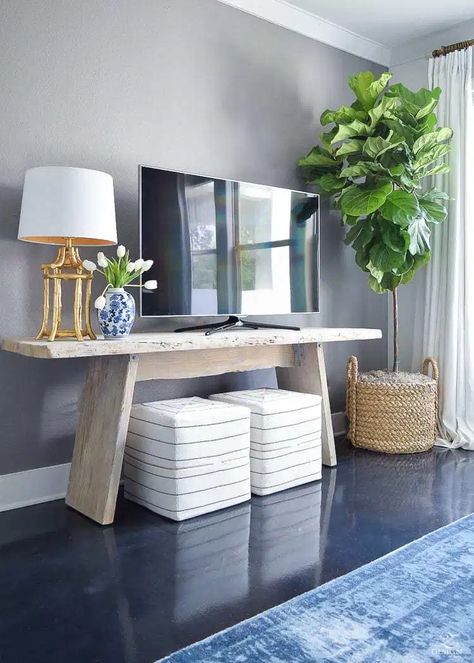 12 Ideas to Decorate Around a TV - Bless'er House Vintage Inspired Rugs, Tv Stand Decor, Tv Wand, Diy Tv Stand, Decor Ikea, Interior Design Boards, Diy Tv, Tv Wall Design, Coastal Living Room