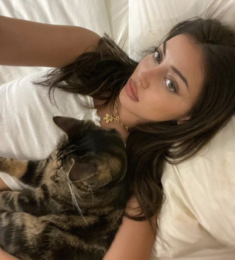 Cindy Kimberly, A Cat, A Woman, Bed, Black